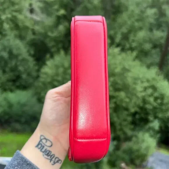 COACH Nolita 15 Red Leather Wristlet w Silver Chain Strap Women's Bag AUTHENTIC - Picture 4 of 9